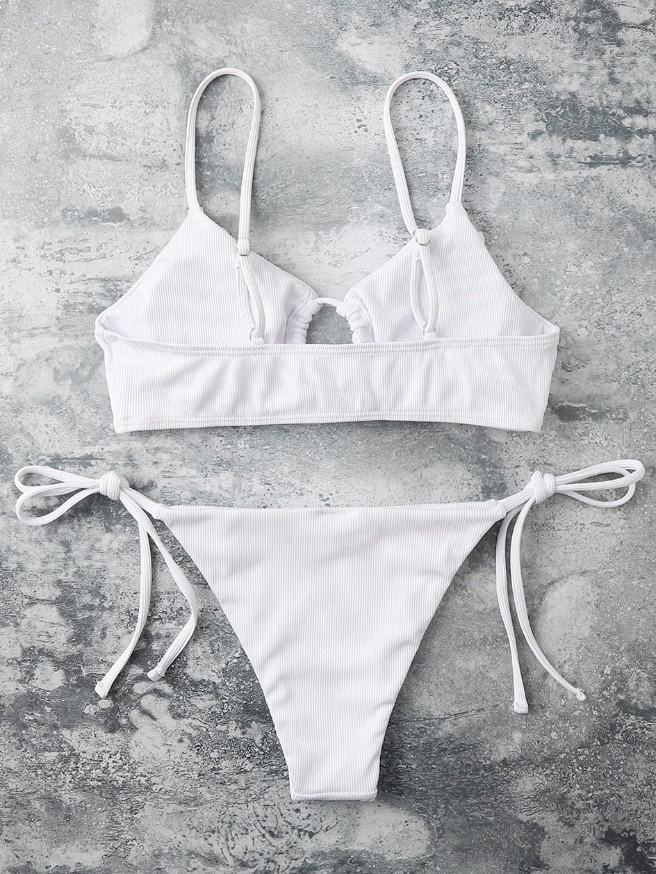 2 Piece Plain Bandage Swimsuit Female Swimwear Bikini Set 2 Piece Swimming Beachwear Bathing Suit The Clothing Company Sydney