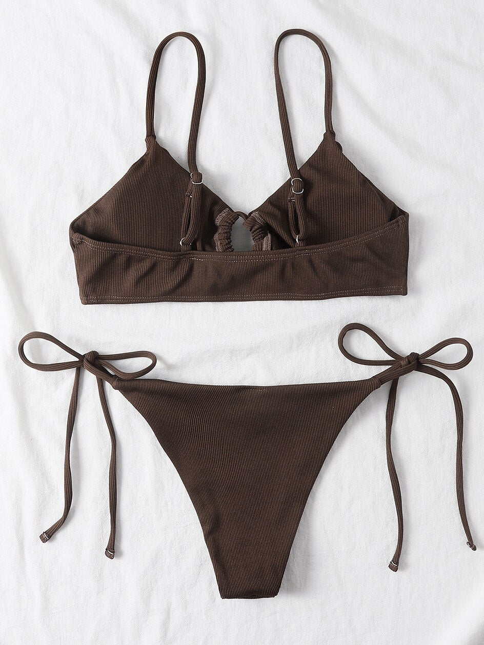 2 Piece Plain Bandage Swimsuit Female Swimwear Bikini Set 2 Piece Swimming Beachwear Bathing Suit The Clothing Company Sydney