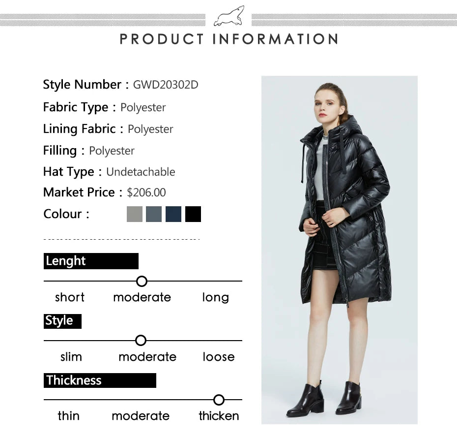 Women's Hooded Winter jacket fashion casual slim long warm cotton coat ladies parkas - The Clothing Company Sydney