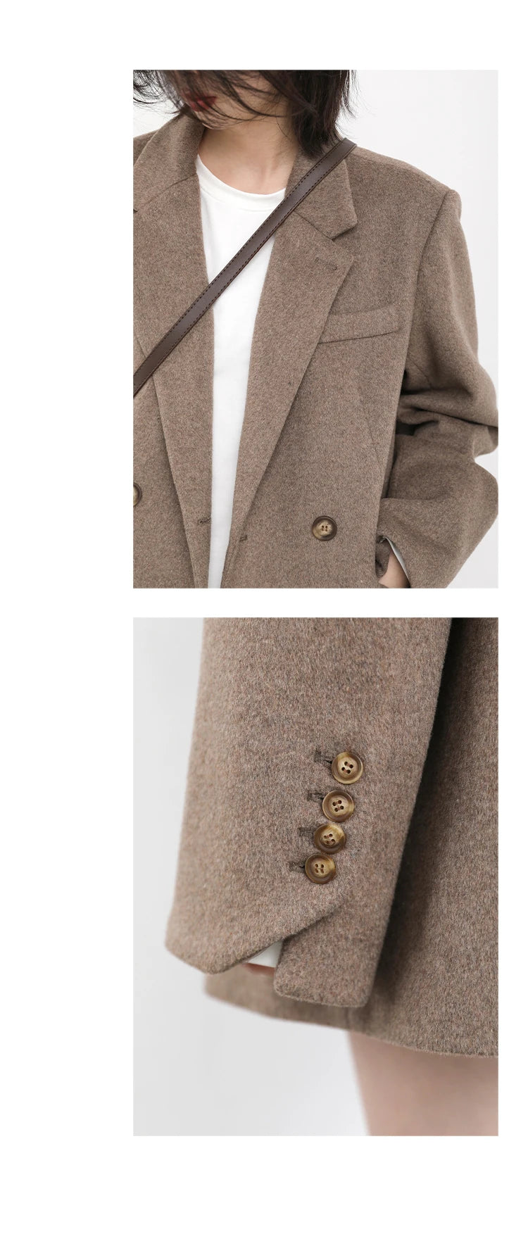 Women's Wool Blend Coat Solid Mid Long Woollen Blazer Thick Warm Blouse Overcoat Office Autumn Winter Jacket - The Clothing Company Sydney