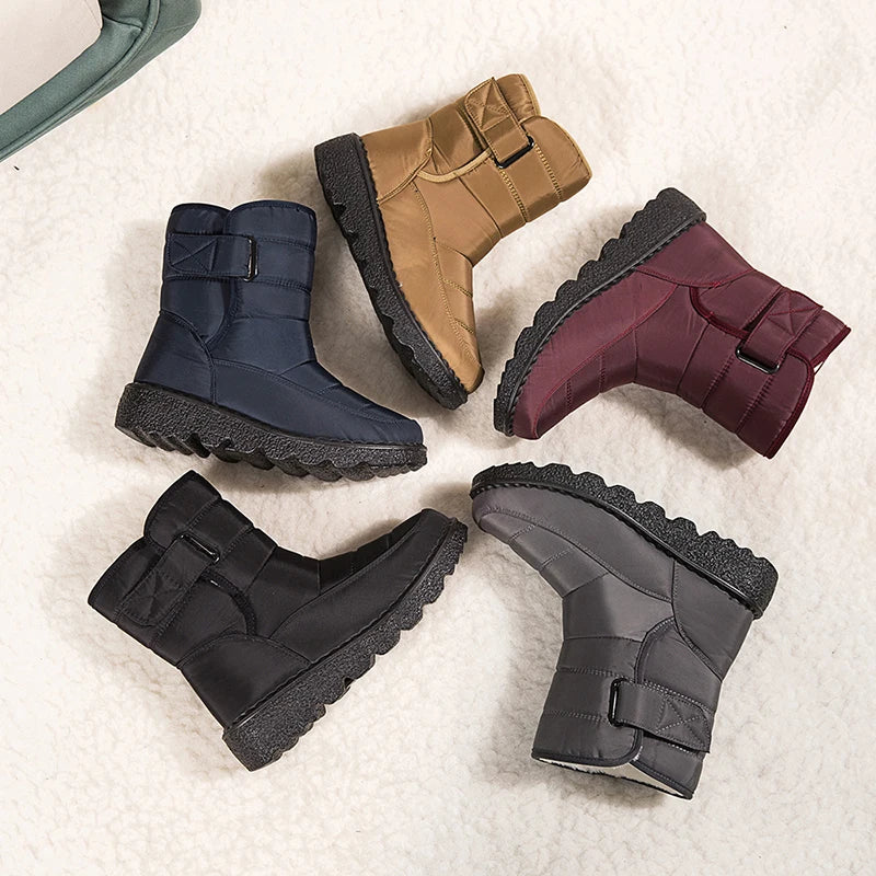 Non Slip Waterproof Snow Boots Women's Thick Plush Winter Ankle Boots Cotton Padded Shoes - The Clothing Company Sydney