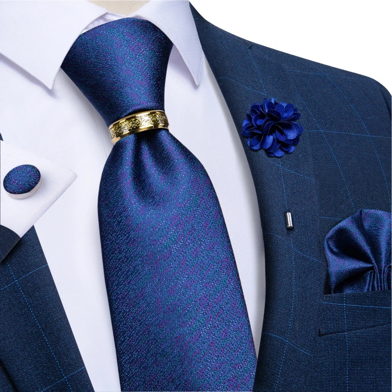 Men's Ties 8cm Wide Silk Neck Tie For Wedding Party Accessories Pocket Square Cufflinks Brooch Pin Set - The Clothing Company Sydney