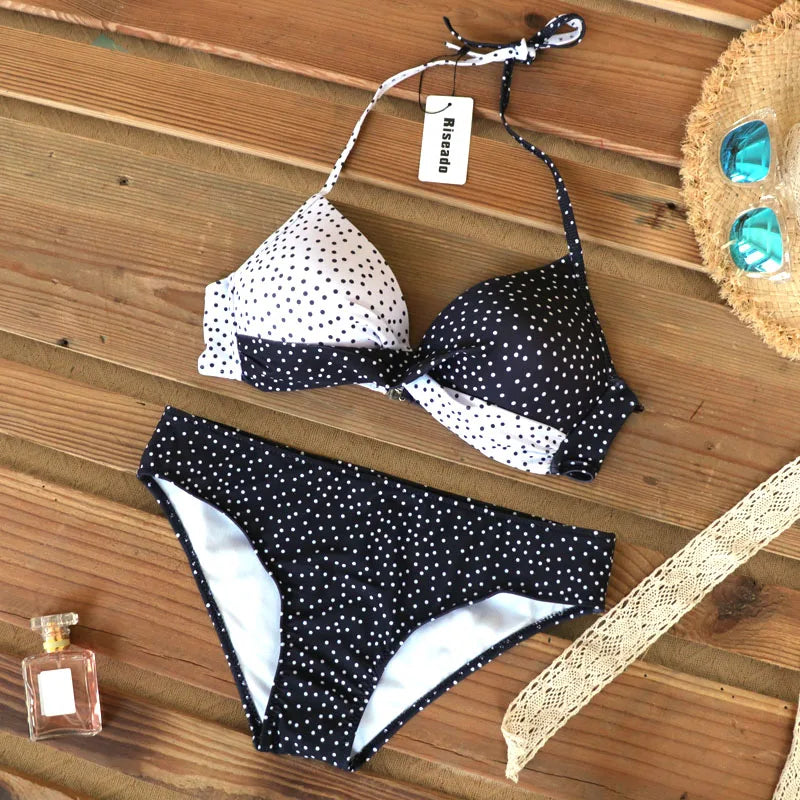 2 Piece Push Up Swimwear Women Swimsuits Bathing Suit Halter Leaf Print Beach Wear Bikini Set The Clothing Company Sydney