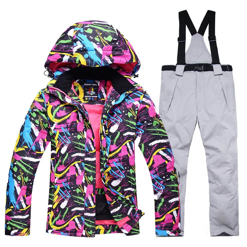 Women's Snow Suit Winter Outdoor Snowboarding Clothing Waterproof Skiing Costume Sets Jackets + Belt Pants - The Clothing Company Sydney