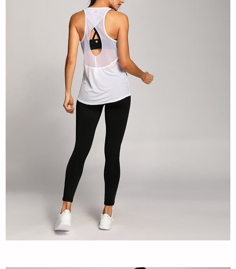 Women's Vest Tops Activewear Mesh Workout Sports Racerback Tank Tops Sleeveless Back Hollow Out Pullover T-shirt The Clothing Company Sydney