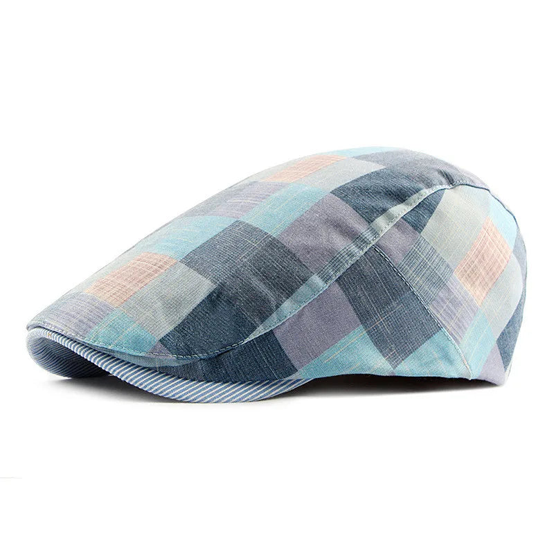 Ivy Spring Summer Plaid Newsboy Caps Men Polyester Flat Peaked Cap Women Painter Beret Hats - The Clothing Company Sydney