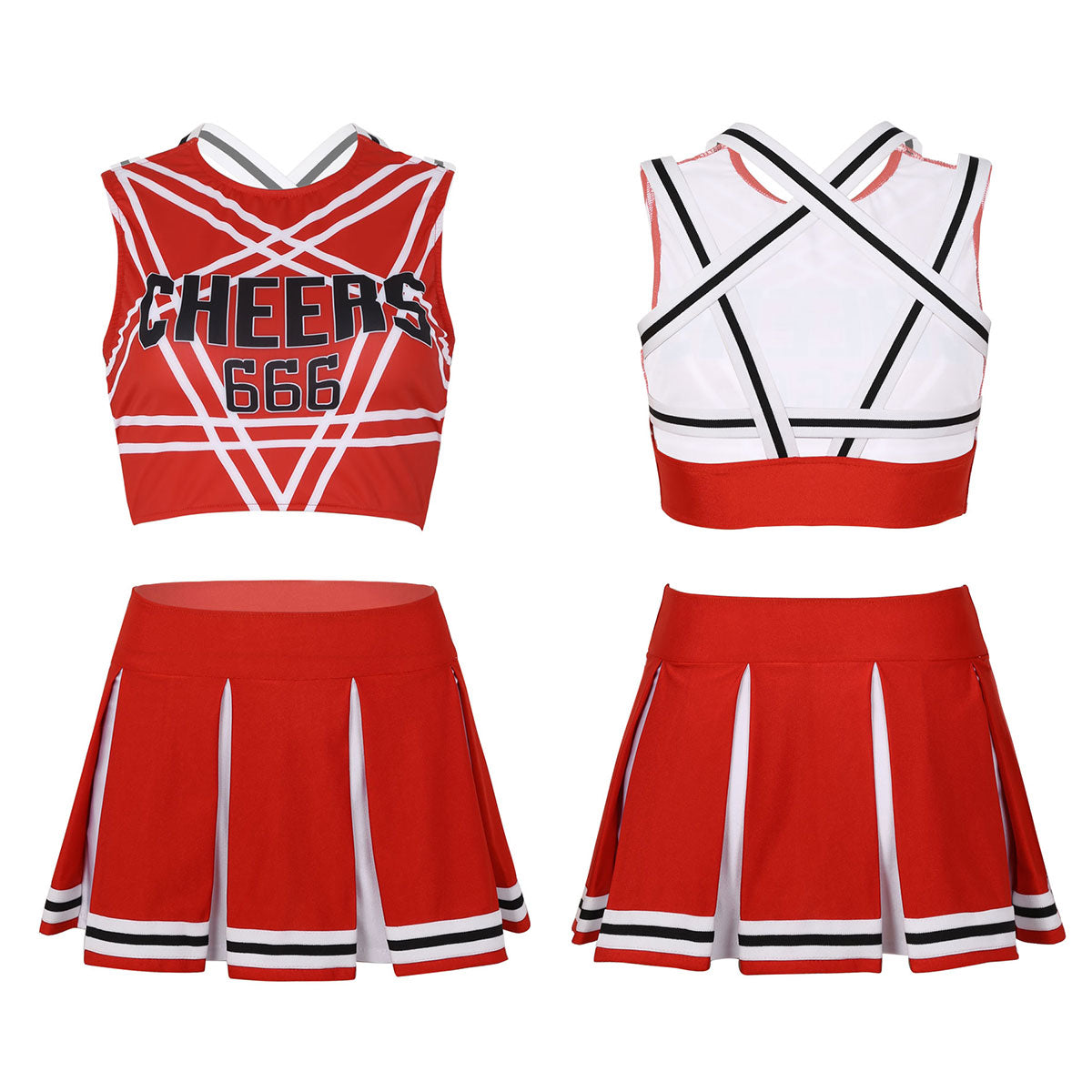 Women's Cheerleading Uniform Set Sleeveless Crop Top with Mini Pleated Skirt Cosplay Sports Stage Outfits - The Clothing Company Sydney
