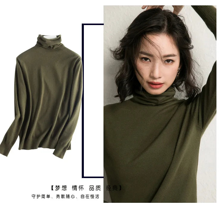 Autumn Winter Sweater Turtleneck Slim Fit Basic Pullovers Fashion Knit Tops Bottoming Women's Sweater Stretch Jumpers The Clothing Company Sydney