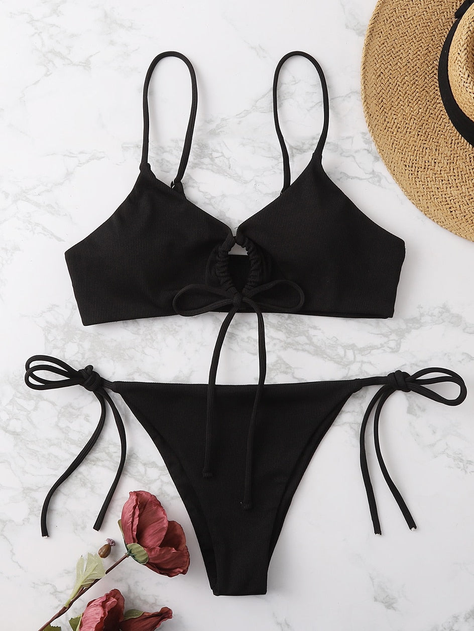 2 Piece Plain Bandage Swimsuit Female Swimwear Bikini Set 2 Piece Swimming Beachwear Bathing Suit The Clothing Company Sydney