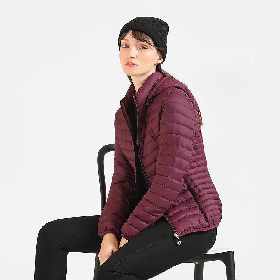 Winter Parka Ultralight Padded Puffer Jacket For Women's Coat With Hood Outdoor Warm Lightweight Outwear With Storage Bag The Clothing Company Sydney
