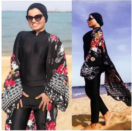 3 Piece Long Sleeve solid black Full Body Swimwear Women's Swimsuit The Clothing Company Sydney