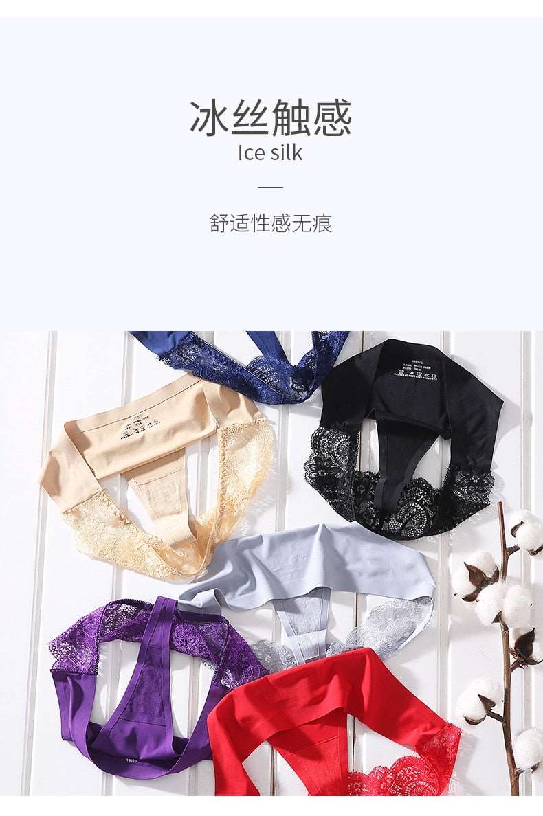15 Colors Low-Rise Panties Ice Silk Thong  Seamless G String Fashion simple Underwear Women Back Lace Thongs Lingerie The Clothing Company Sydney