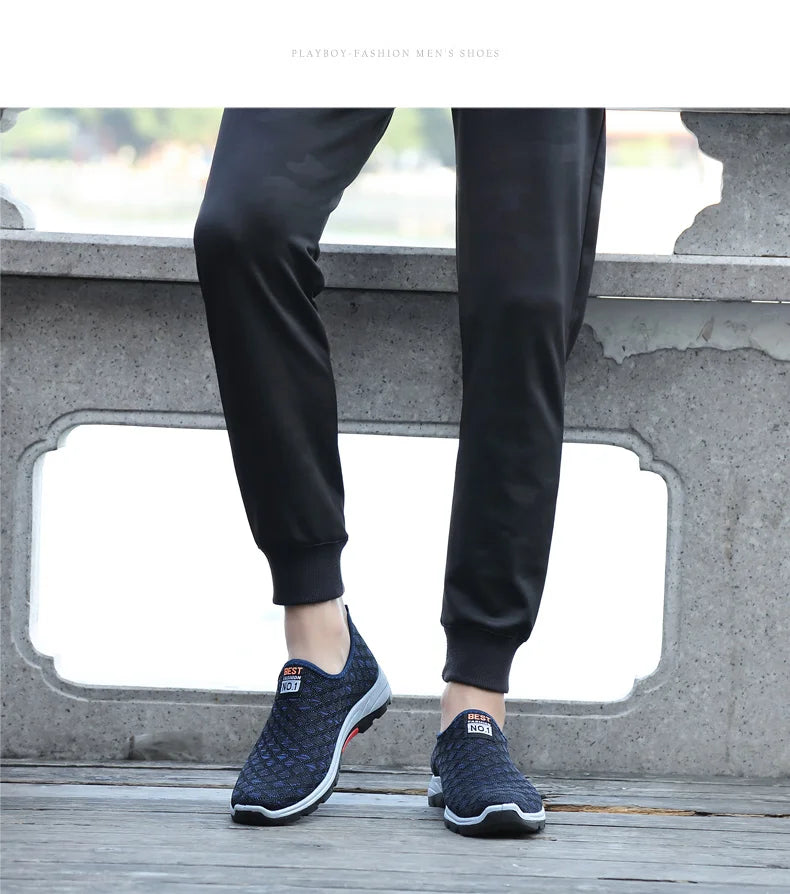 Summer Mesh Casual Shoes Breathable Slip on Mens Loafers Lightweight Sneakers Non-slip Walking Shoes The Clothing Company Sydney