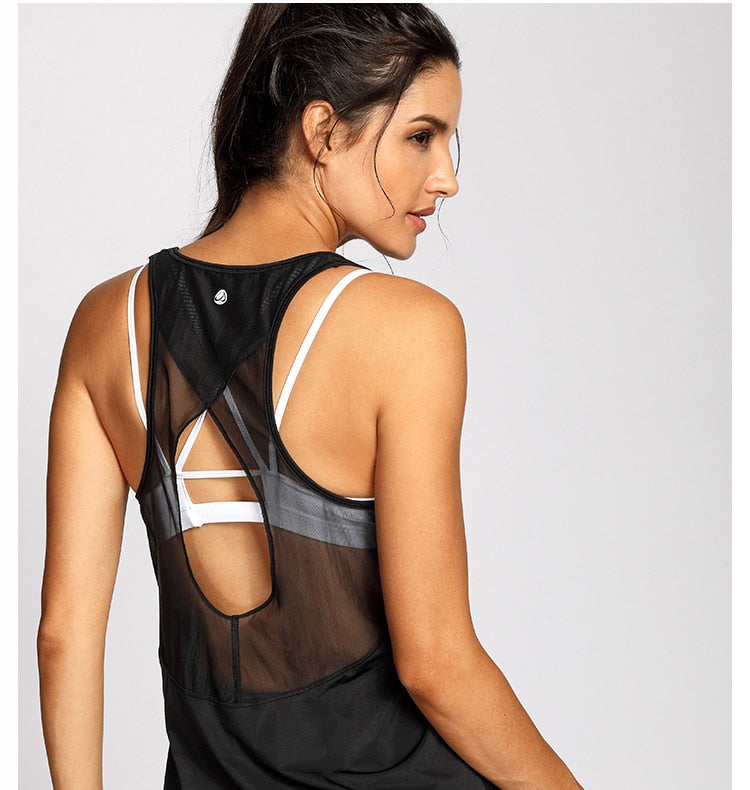 Women's Vest Tops Activewear Mesh Workout Sports Racerback Tank Tops Sleeveless Back Hollow Out Pullover T-shirt The Clothing Company Sydney