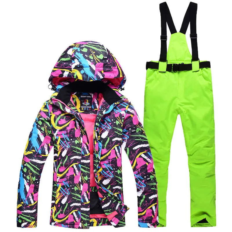 Women's Snow Suit Winter Outdoor Snowboarding Clothing Waterproof Skiing Costume Sets Jackets + Belt Pants - The Clothing Company Sydney