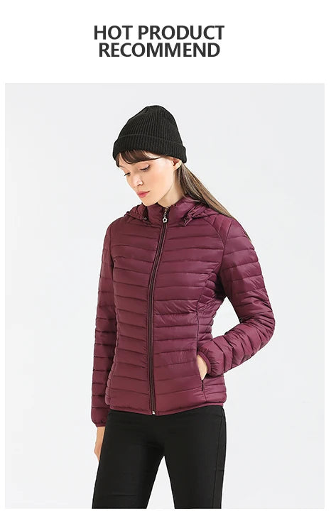 Winter Parka Ultralight Padded Puffer Jacket For Women's Coat With Hood Outdoor Warm Lightweight Outwear With Storage Bag The Clothing Company Sydney