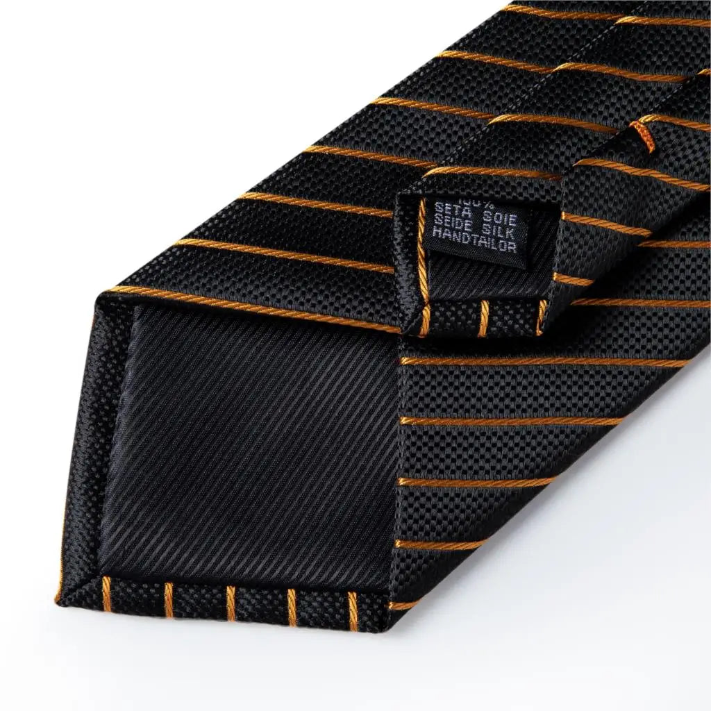 Fashion Men's Tie Luxury Gold Blue Black Striped Paisley Silk Wedding Tie For Men Designer Hanky Cufflinks Gift Tie Set - The Clothing Company Sydney