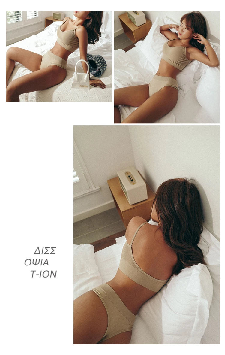 Women's Sport Bra Set Backless Bralette Seamless Padded Bra G String Thong Lingerie Set The Clothing Company Sydney