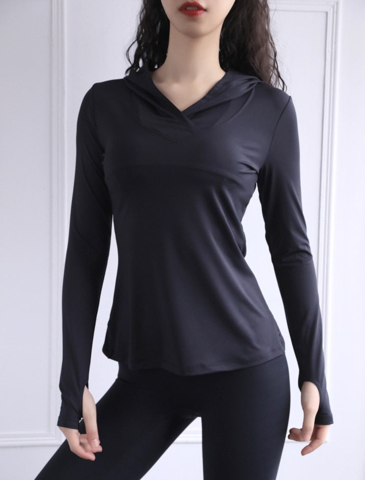 Women's Back Forked Yoga Shirt Long Sleeve Thumb Hole Running T-shirt Mesh Breathable Sports Hoodie Fitness Top Gym Workout Blouse The Clothing Company Sydney