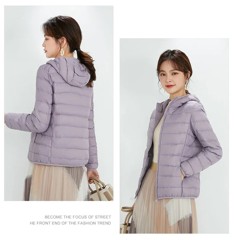 Matte Fabric Women's Duck Down Jacket Ultra Light Down Jacket Feather Jacket Overcoat Windbreaker Coat - The Clothing Company Sydney