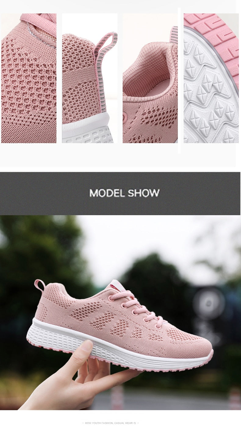 Women's Casual Shoes Breathable Walking Mesh Lace Up Flat Shoes Sneakers The Clothing Company Sydney
