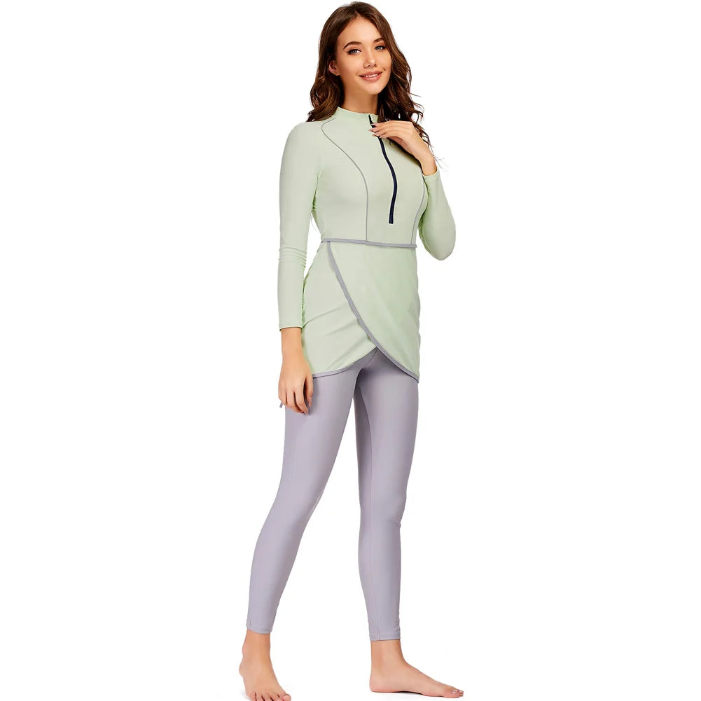 3 Piece Long Sleeve solid black Full Body Swimwear Women's Swimsuit The Clothing Company Sydney