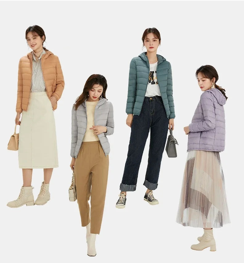 Matte Fabric Women's Duck Down Jacket Ultra Light Down Jacket Feather Jacket Overcoat Windbreaker Coat - The Clothing Company Sydney