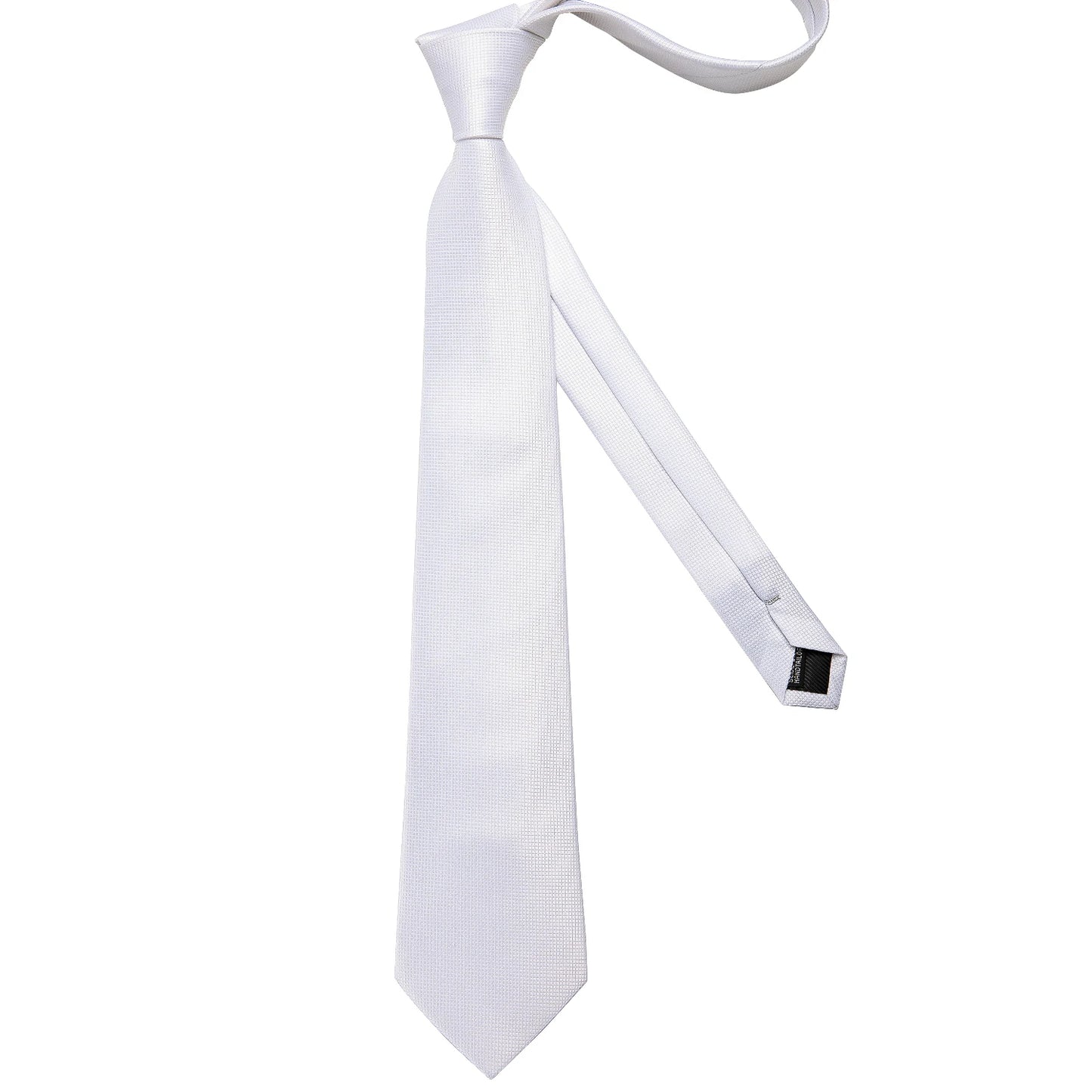 8cm Men Silk Tie White Solid Necktie Formal Wedding Party Ties Cufflinks Hanky Flower Brooch Gift Set - The Clothing Company Sydney