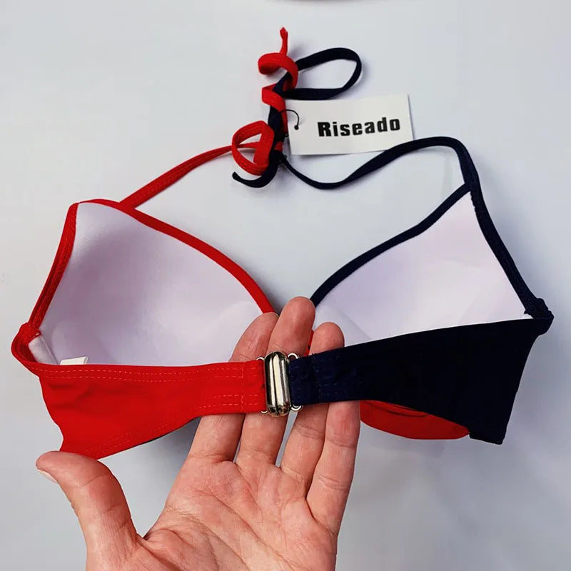 2 Piece Push Up Swimwear Women Swimsuits Bathing Suit Halter Leaf Print Beach Wear Bikini Set The Clothing Company Sydney