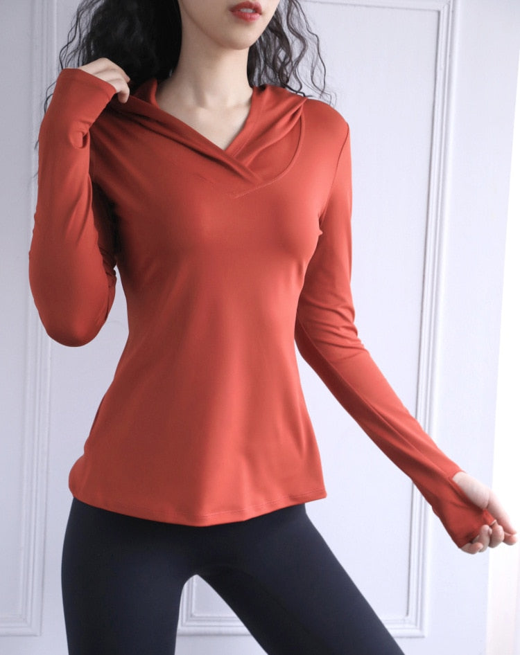 Women's Back Forked Yoga Shirt Long Sleeve Thumb Hole Running T-shirt Mesh Breathable Sports Hoodie Fitness Top Gym Workout Blouse The Clothing Company Sydney