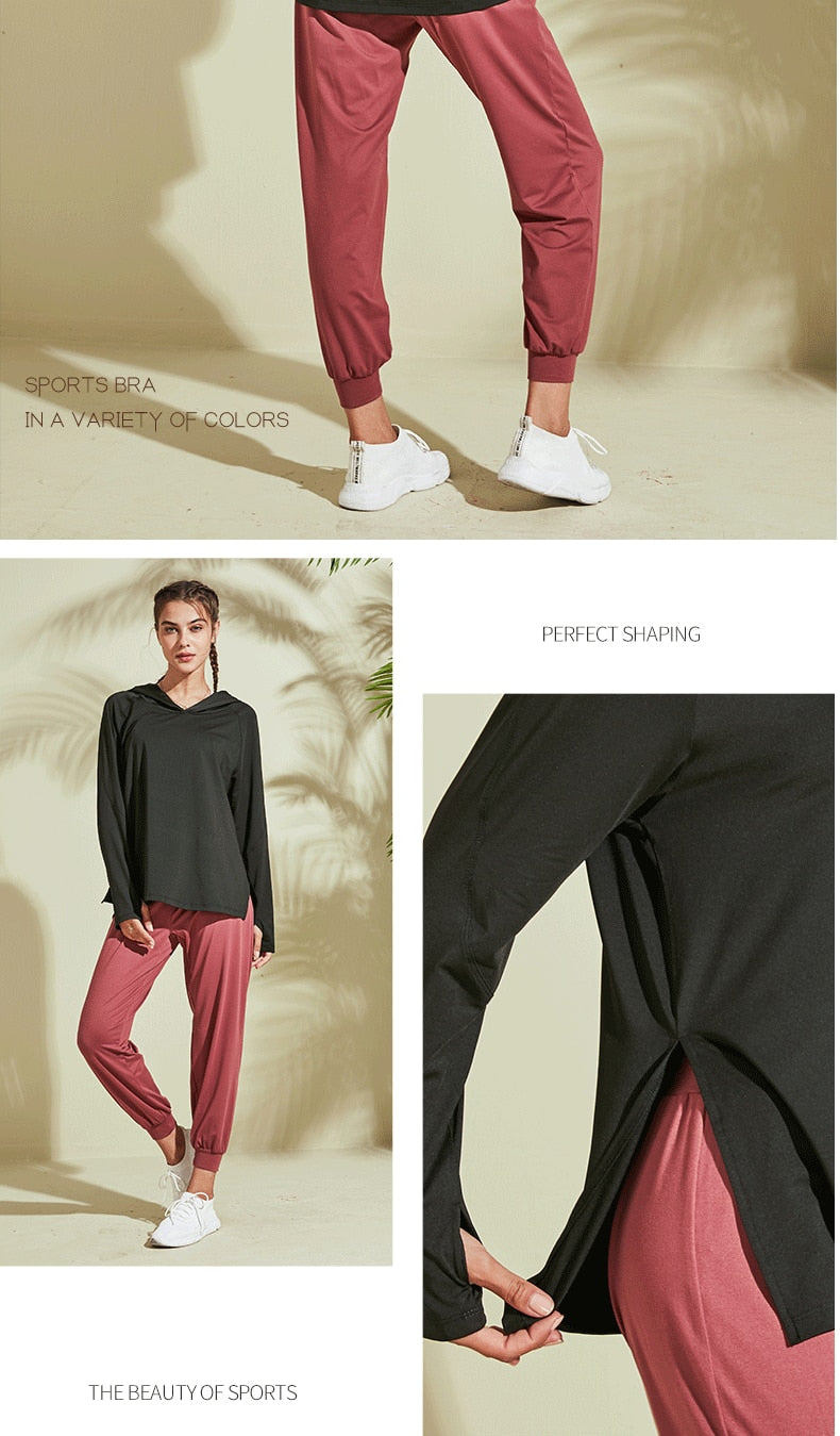 Hooded Training Running T-shirt Loose Fitness Clothing Gym Breathable Quick-dry Long Sleeved Yoga shirt Top The Clothing Company Sydney