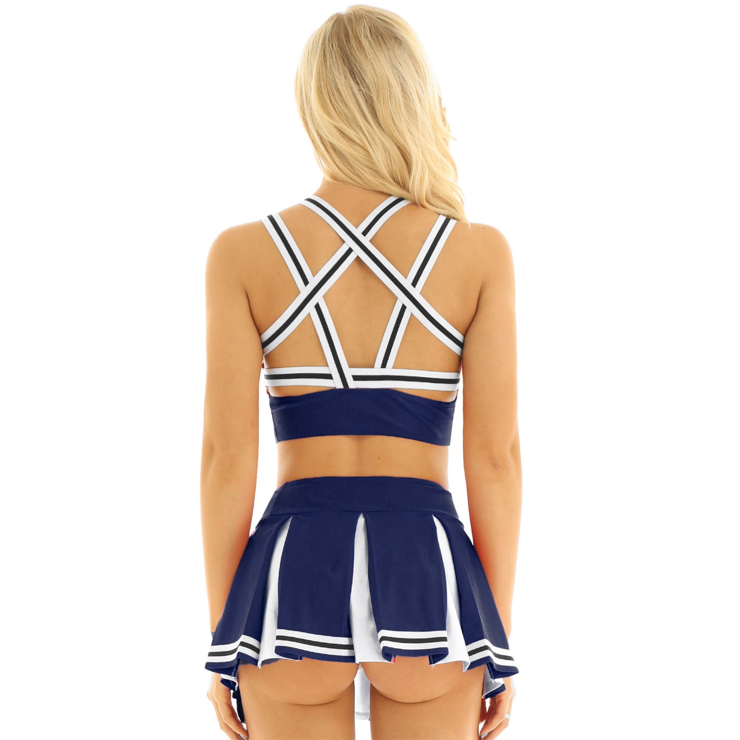 Women's Cheerleading Uniform Set Sleeveless Crop Top with Mini Pleated Skirt Cosplay Sports Stage Outfits - The Clothing Company Sydney