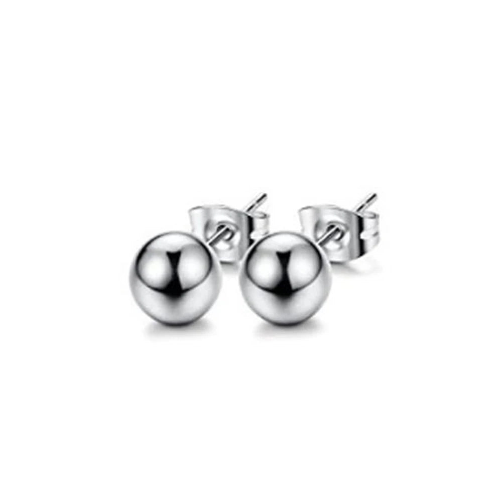 3-8mm Small Black Silver Colour Earrings Stone CZ Crystal Ear Studs Surgical Steel Cubic Unisex Accessories - The Clothing Company Sydney