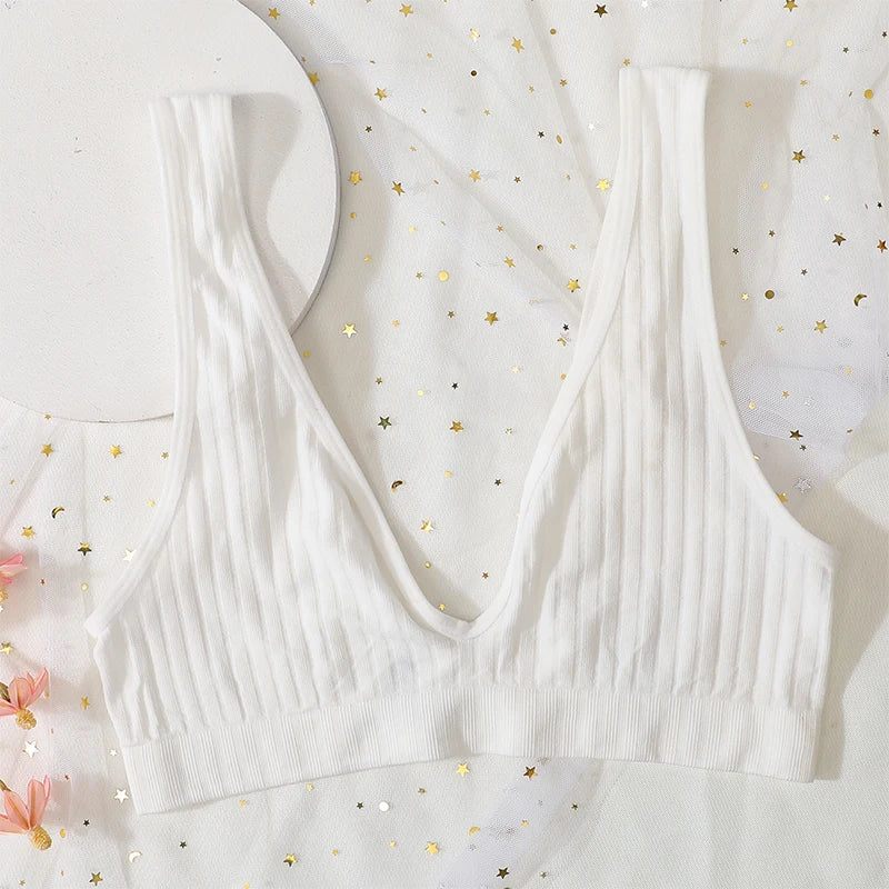 Deep V-neck Seamless Bra Push Up Bras For Women Bralette Lingerie Female Low Back Sleep Underwear Unlined Crop Top The Clothing Company Sydney