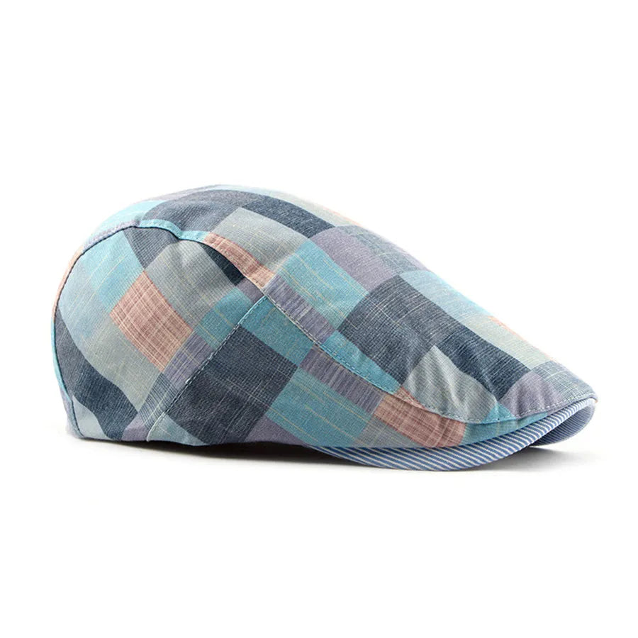 Men Women Classic Style Plaid Berets Caps Casual Unisex Sports Caps Cotton Hats Flat Cap Painter Cap - The Clothing Company Sydney