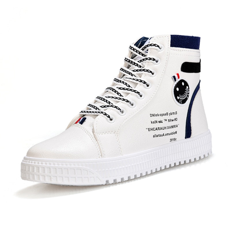 Men's White Shoes Skateboarding Shoes High Top Men High British Style Comfortable Skateboarding Sneakers The Clothing Company Sydney