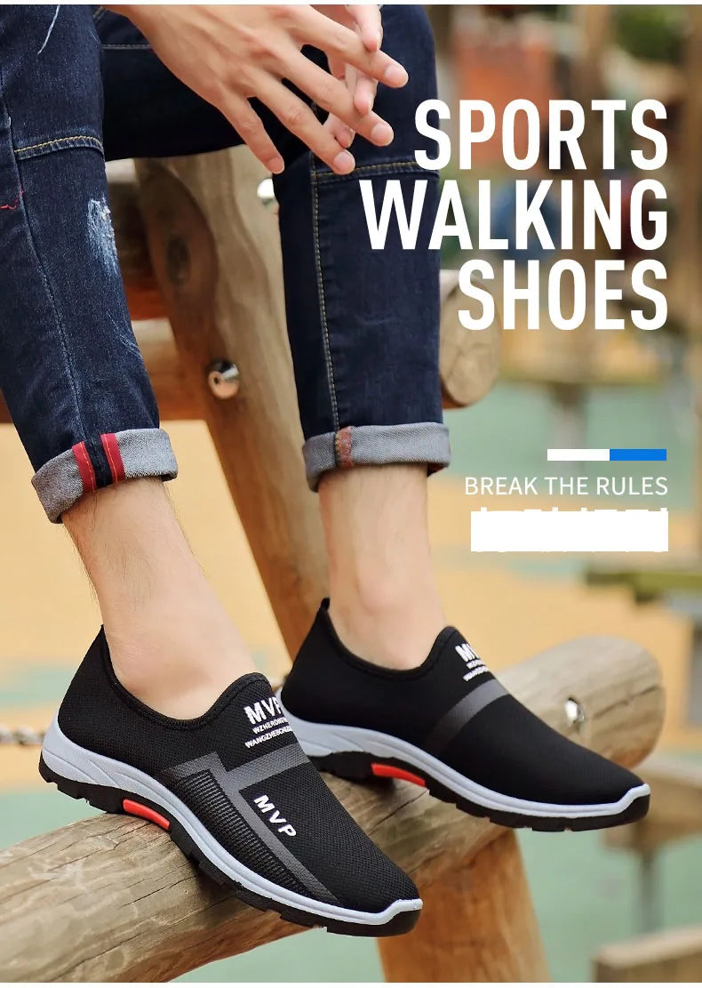 Summer Mesh Casual Shoes Breathable Slip on Mens Loafers Lightweight Sneakers Non-slip Walking Shoes The Clothing Company Sydney