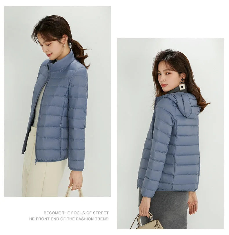 Matte Fabric Women's Duck Down Jacket Ultra Light Down Jacket Feather Jacket Overcoat Windbreaker Coat - The Clothing Company Sydney