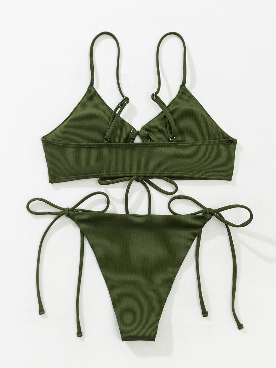 2 Piece Plain Bandage Swimsuit Female Swimwear Bikini Set 2 Piece Swimming Beachwear Bathing Suit The Clothing Company Sydney