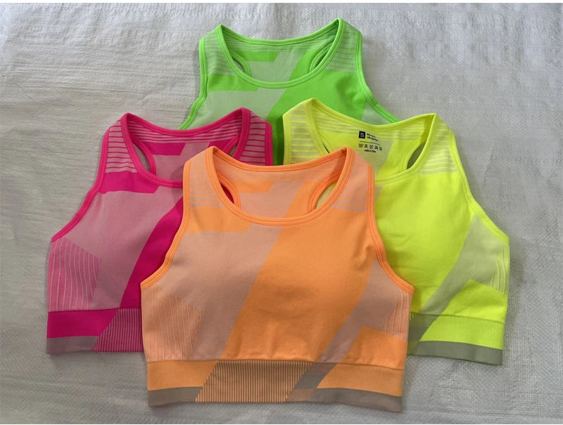 Yoga Set Sport Bra and Shorts fluorescent Gym Set 2 Piece GYM Workout Sportwear Padded Vest Fitness Suit The Clothing Company Sydney