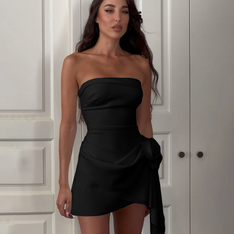 Elegant White Mini Dress 3D Flower Strapless Wedding Guest Summer Prom Homecoming Dresses - The Clothing Company Sydney