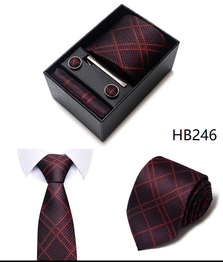 4 Piece Tie Handkerchief Cufflink Set For Men Necktie Holiday Gift Box Blue Gold Suit Accessories Slim Wedding Set The Clothing Company Sydney
