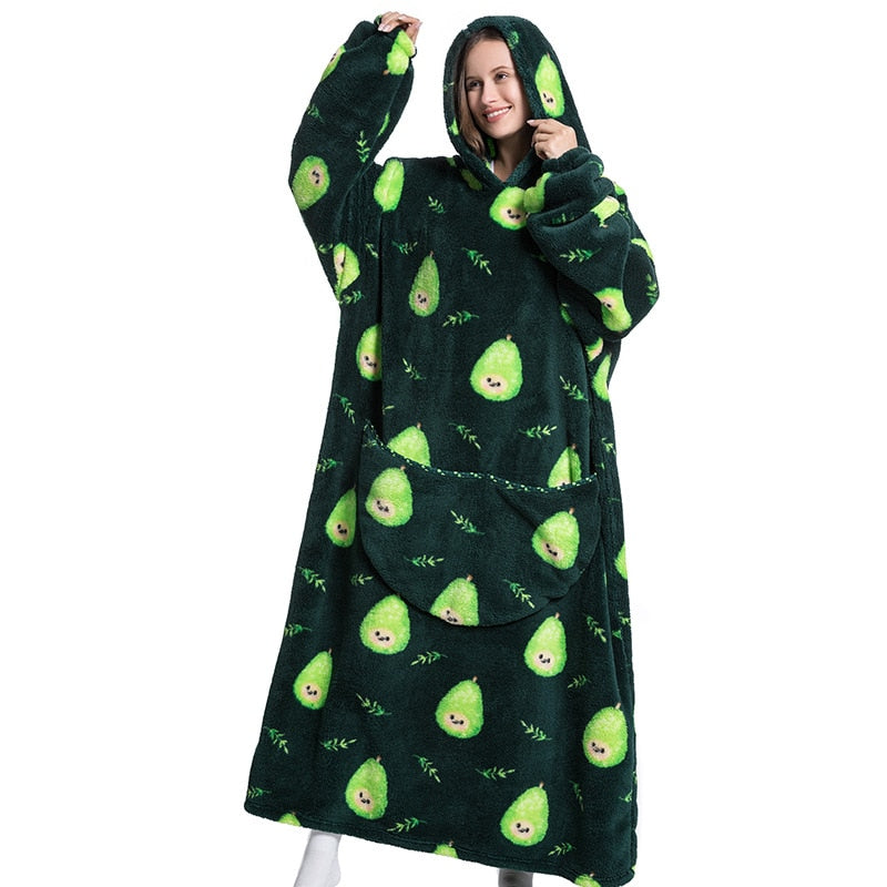 Super Long Hoodie Blanket Flannel Blanket with Sleeves Winter Hooded Sweatshirt Pullover Giant Oversized Blanket The Clothing Company Sydney