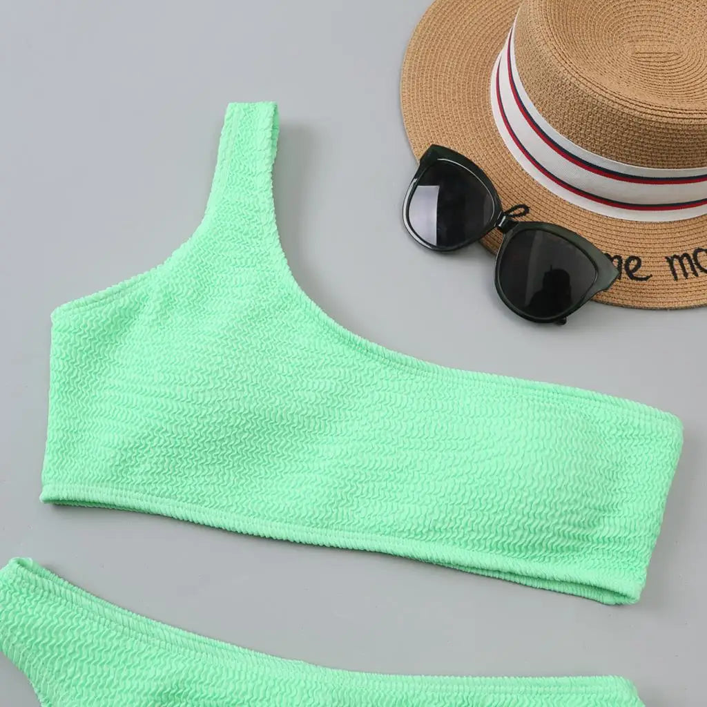 One Shoulder Bikini Women Swimwear Swimsuit Solid Beachwear Bathers Bathing Suit The Clothing Company Sydney