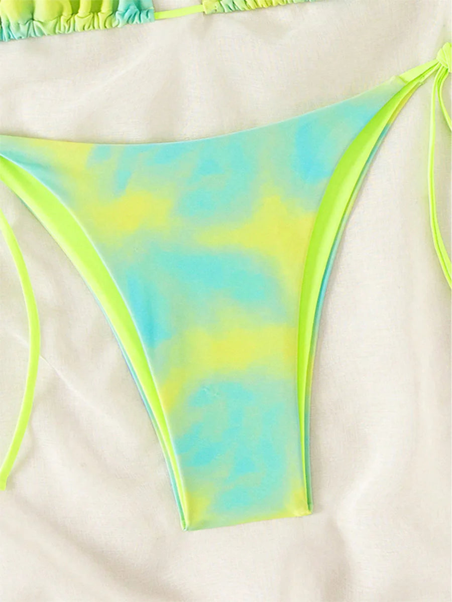 Tie Dye Mini Micro String Bikini Women Swimwear Swimsuit Two Piece Bikini Set Halter Bathing Suit The Clothing Company Sydney