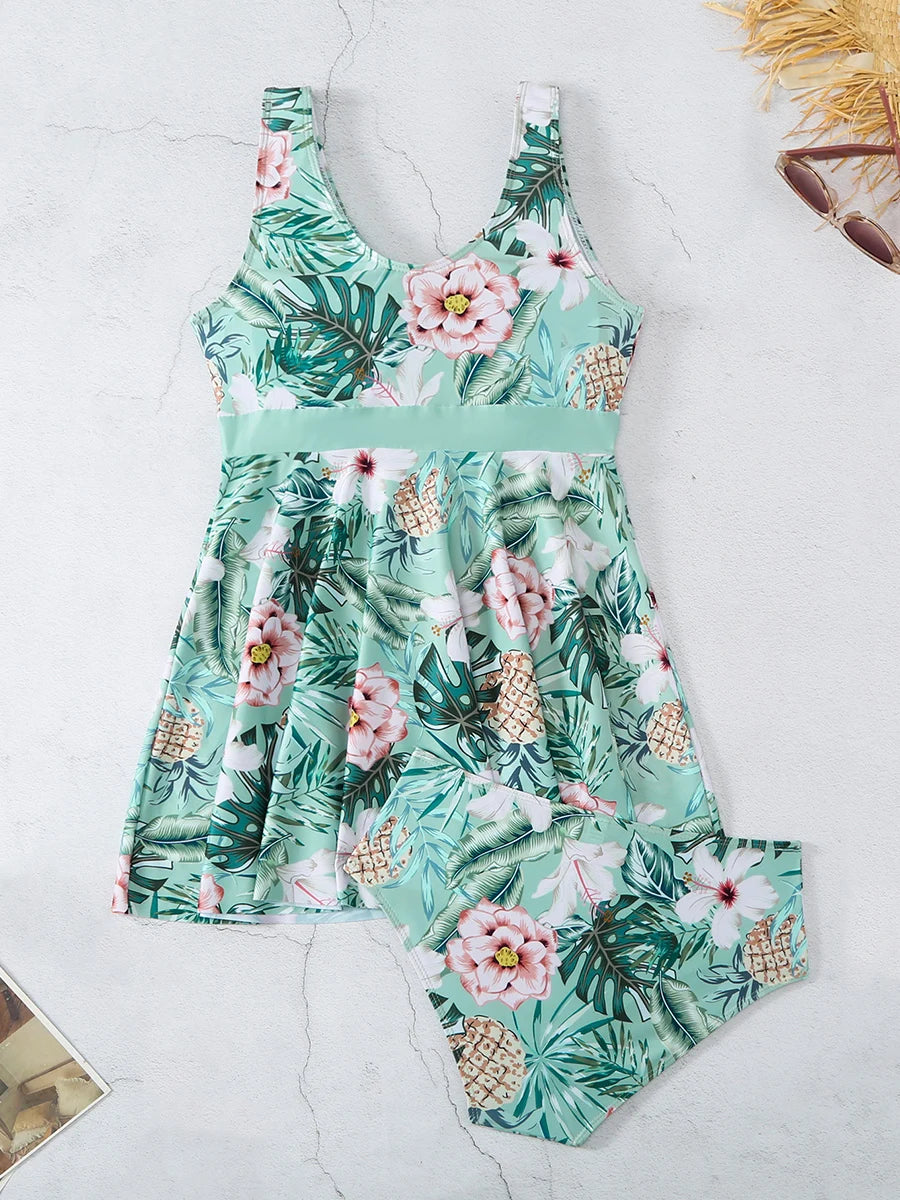 Floral Tankini Set 2 Piece Women Swimsuit High Waist Swimwear Bathers Bathing Swimming Suit Summer Beachwear - The Clothing Company Sydney