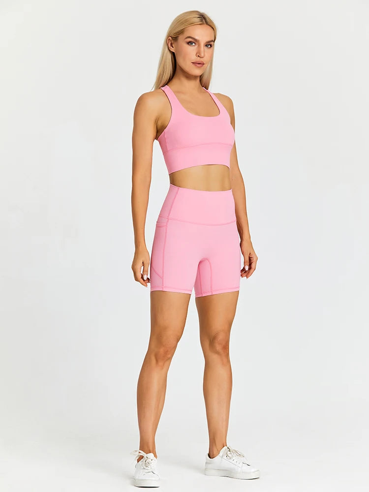 Yoga Shorts Set Women Fitness Suit 2 Piece Sports Gym Wear Workout Clothes Running Sportswear Sport Outfit The Clothing Company Sydney