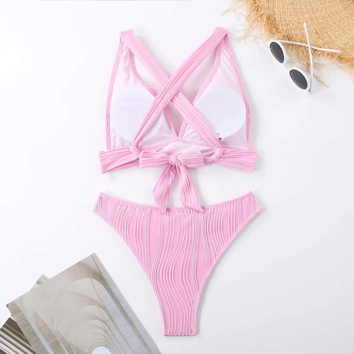 2 Piece Wrinkled Crinkled Bikini Swimwear Swimsuit Two-pieces Bikini Set High Cut Bathing Suit Swim Beach Wear The Clothing Company Sydney