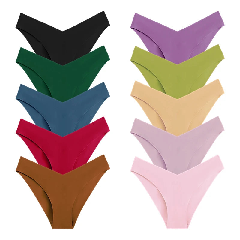 10 Pack Women's Seamless Panties V-Type Drop Waist Female Underwear Ice Silk Underpants Briefs The Clothing Company Sydney