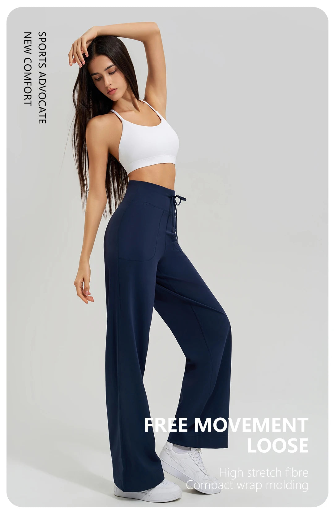 Women's High Waist Yoga Pants Gym Loose Running Yoga Pants Double Side Brushed with Pockets Pants Ties The Clothing Company Sydney